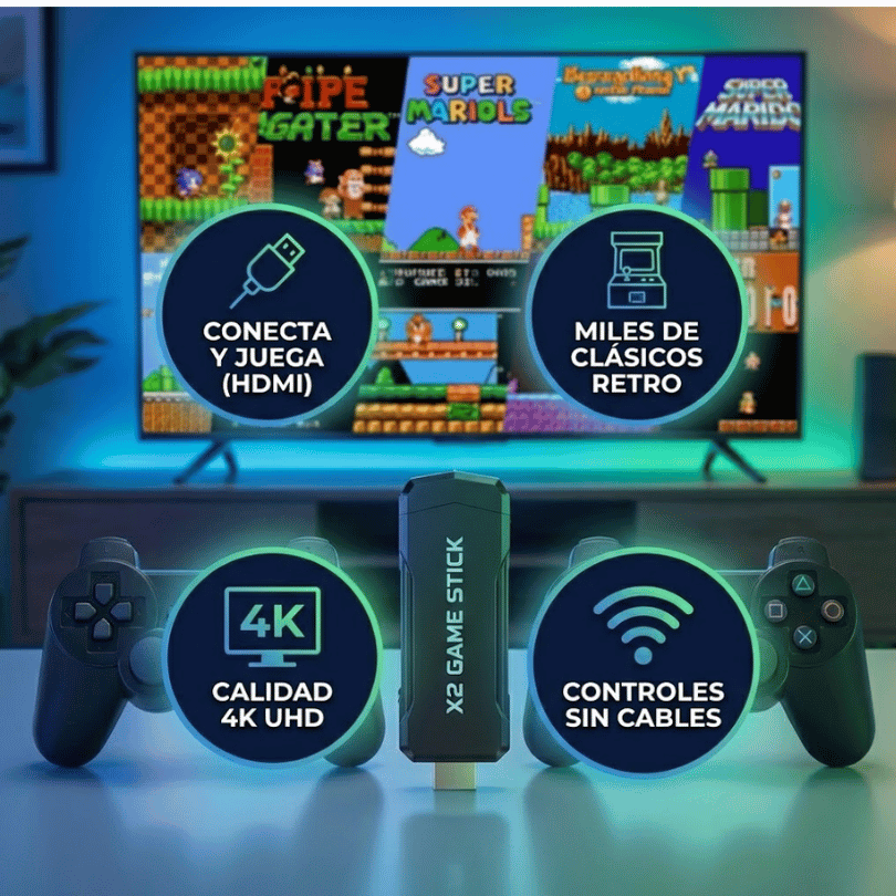 Centro Multimedia X2 Plus  | Consola Retro 64GB (30k Juegos) + Paquete Streaming Mora TV