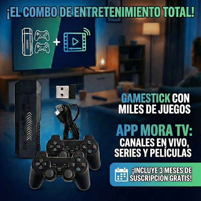 Centro Multimedia X2 Plus  | Consola Retro 64GB (30k Juegos) + Paquete Streaming Mora TV