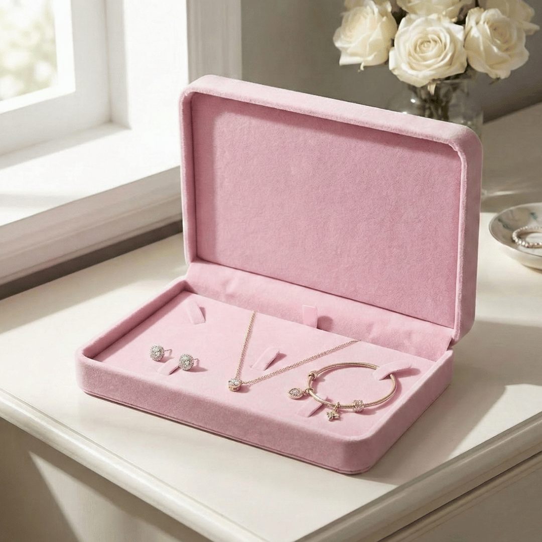 Luxury Velvet Travel Jewelry Organizer - Anti-Tangle Storage Case