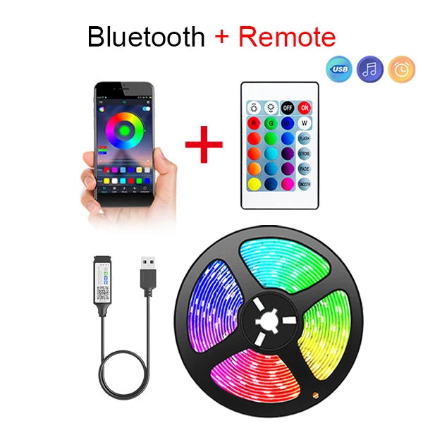 Tape Bluetooth USB LED Strip Light 5050 SMD 5V USB RGB Lights Flexible LED Lamp Tape Ribbon RGB Self-Adhesive TV Desktop Diode