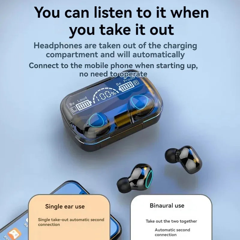 M10 Wireless Headphones TWS Bluetooth Touch Control Earphones Sport Earbuds Hifi Stereo Gaming Headset with Mic for Smartphone