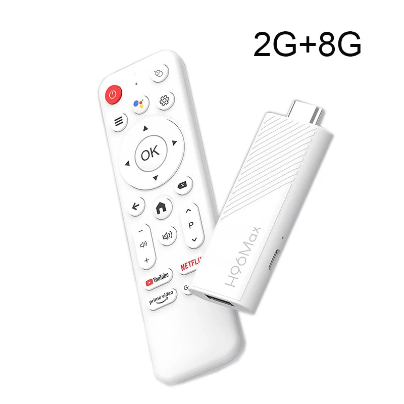  Android 14 TV Stick H96 Max 4K | WiFi 6 & Dual Band (2.4G/5G) | H313 Quad Core Media Player with Voice Control Remote