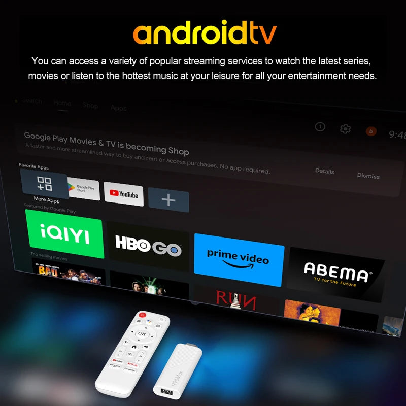  Android 14 TV Stick H96 Max 4K | WiFi 6 & Dual Band (2.4G/5G) | H313 Quad Core Media Player with Voice Control Remote