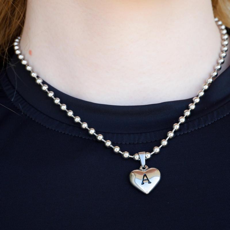 Initial Heart Necklace | Waterproof Jewelry | Silver Stainless Steel and Gold