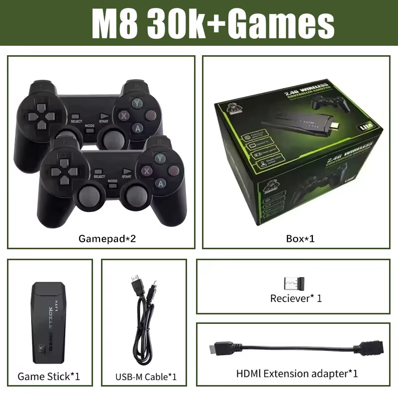4K HD Retro Game Console M8 256GB Built in 2 Wireless Controllers 10000 plus Classic Games Perfect for Family Friends