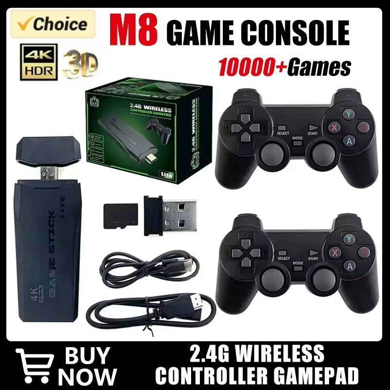 4K HD Retro Game Console M8 256GB Built in 2 Wireless Controllers 10000 plus Classic Games Perfect for Family Friends